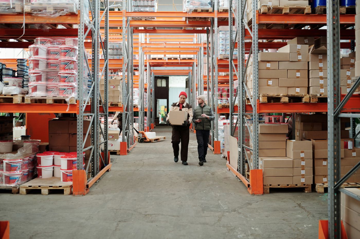 Warehouse team coordinating logistics operations